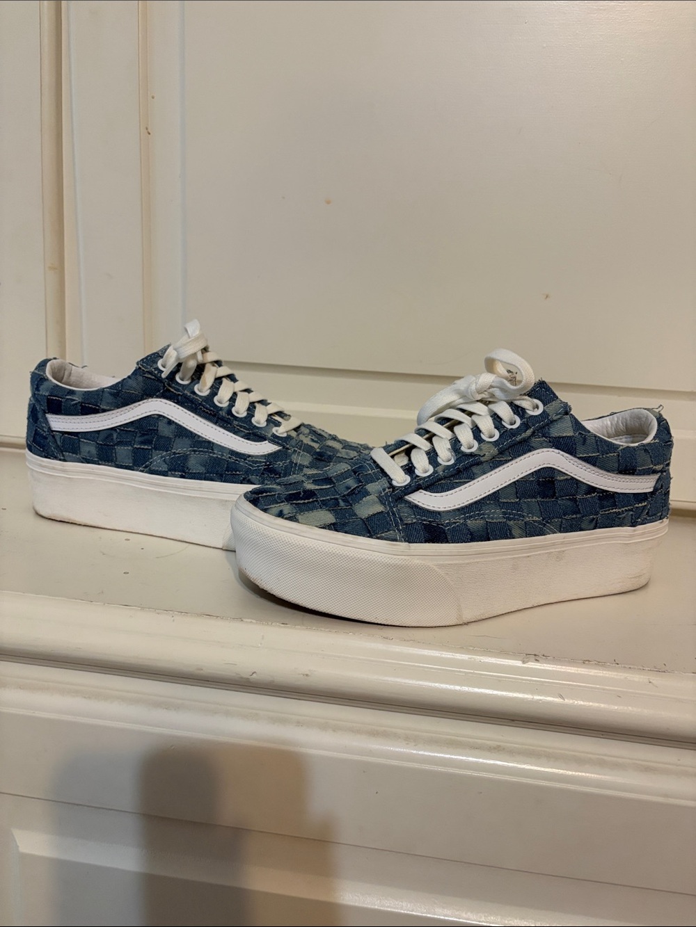 Vans Platform Checkerboard Sneakers - Denim Blue